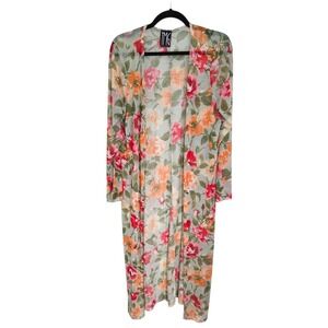 TMG‎ New York Floral Duster Cardigan 1X Sheer Lightweight Kimono Sleeve Cover Up
